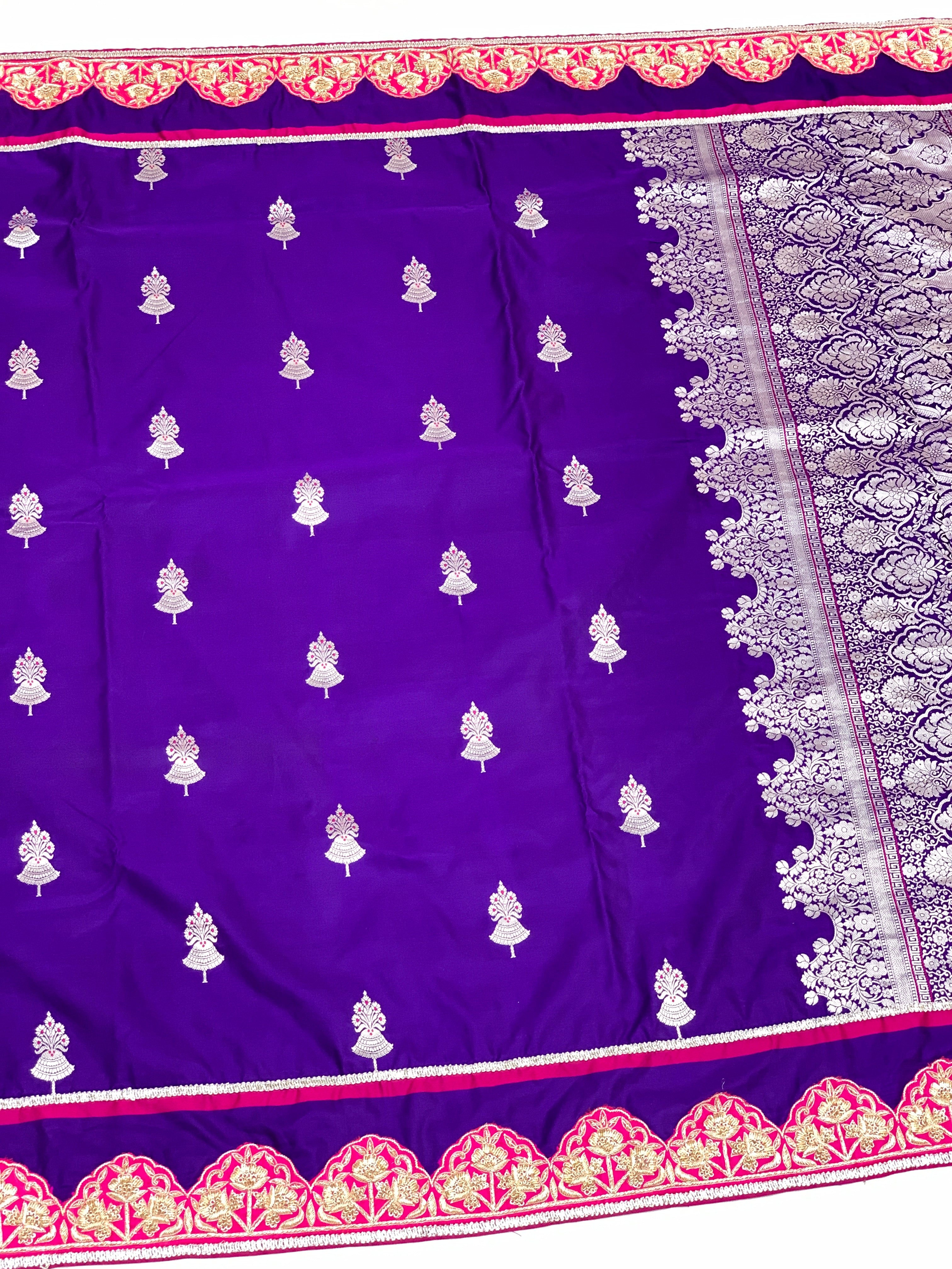 Purple Mashru Silk Saree With Zardozi Border