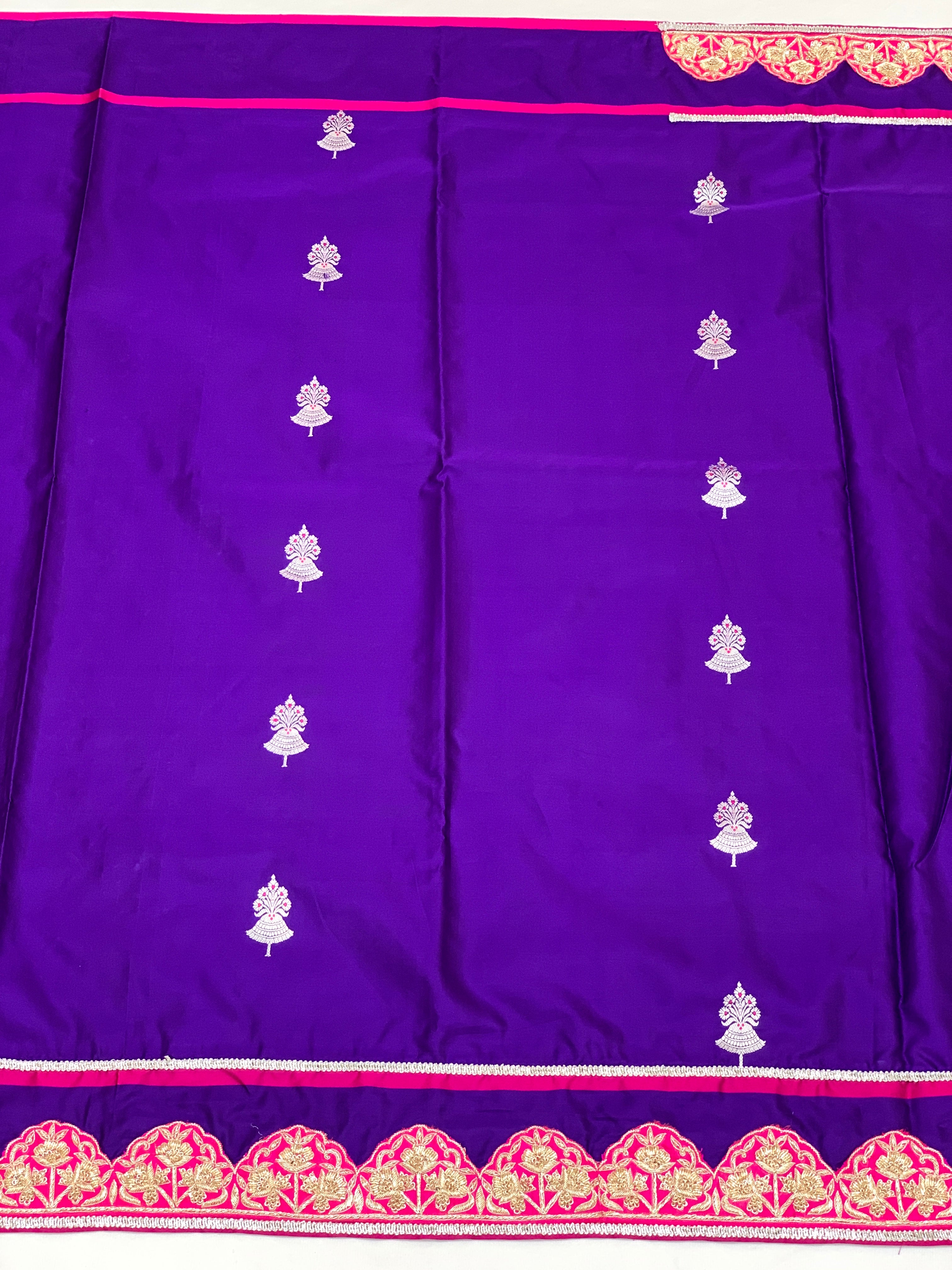Purple Mashru Silk Saree With Zardozi Border