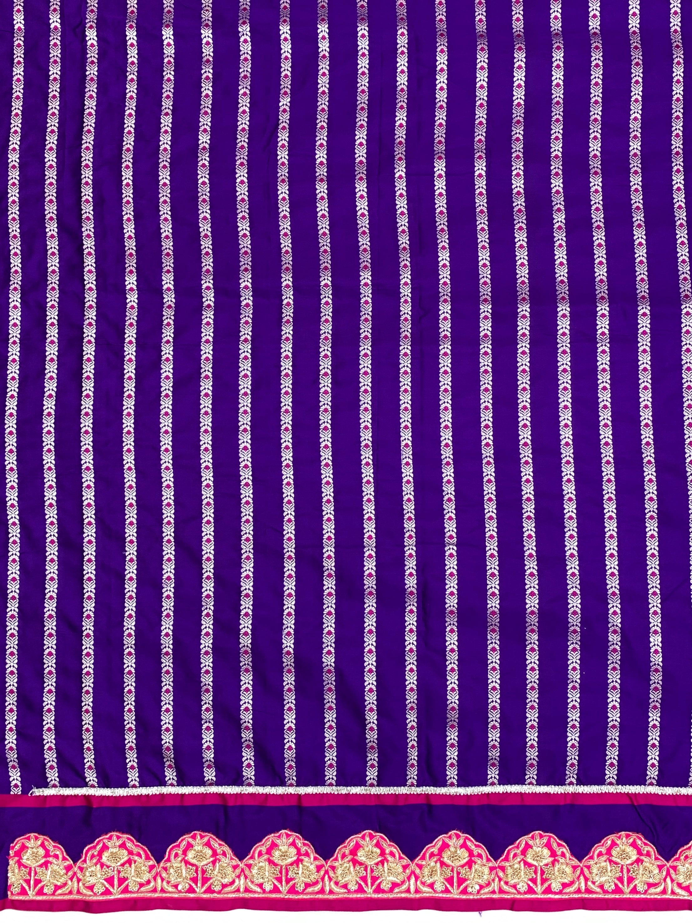 Purple Mashru Silk Saree With Zardozi Border