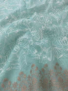 Organza Saree Pastel-Blue In Colour