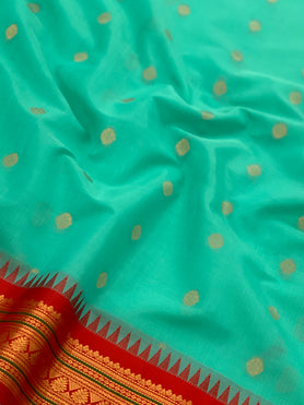 Gadwal Cotton Saree Sea-Green In Colour