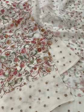 Organza Saree Cream In Colour