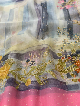 Organza Saree In Multi-Colour