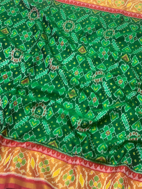 Rajkot Patola Saree Bottle-Green In Color
