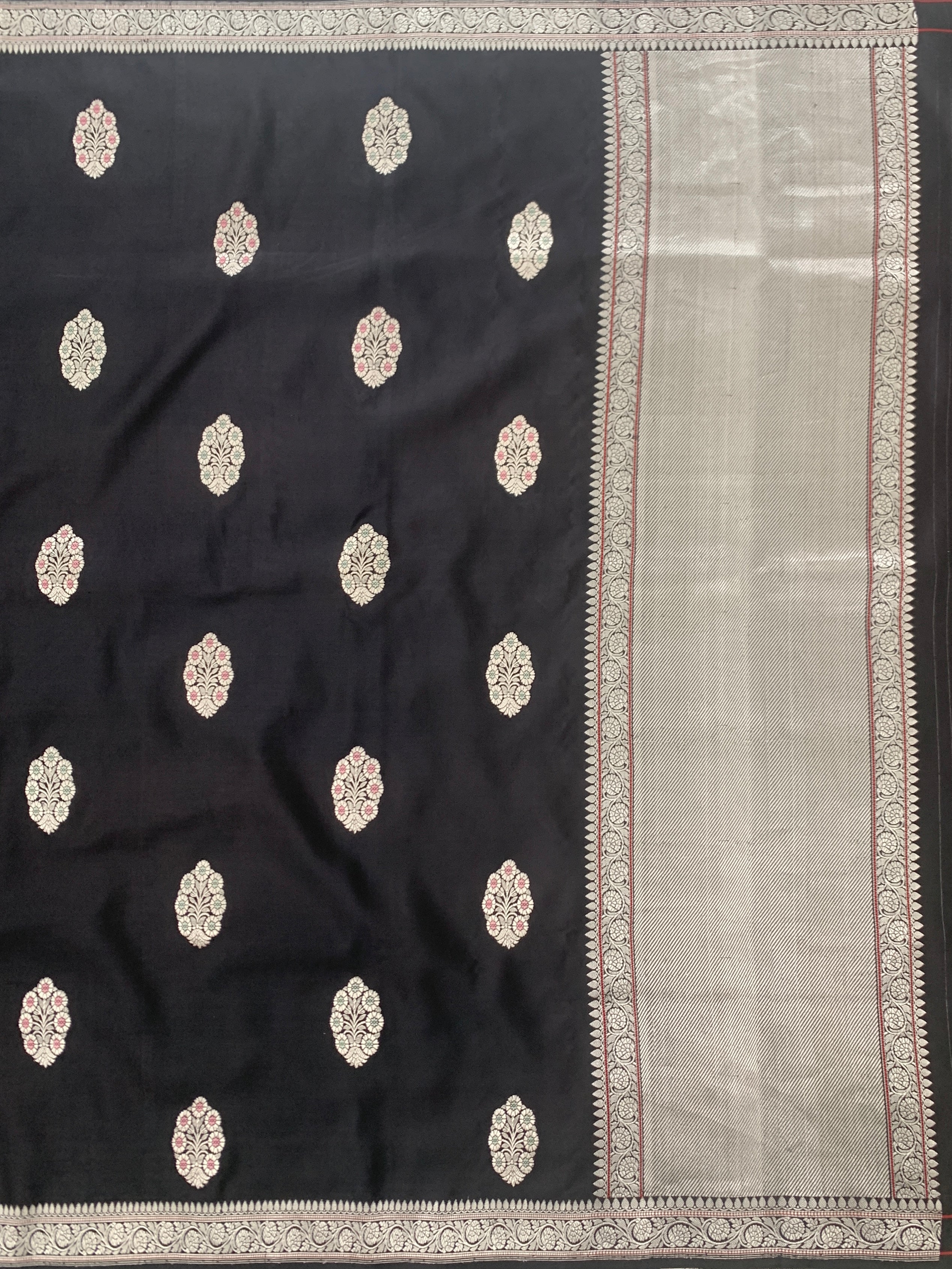 Mashru Silk Saree Black In Colour