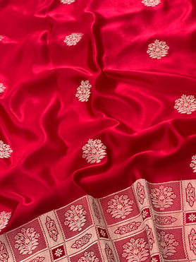 Mashru Silk Saree Red In Colour