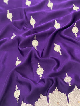 Mashru Silk Saree Dark-Purple In Colour