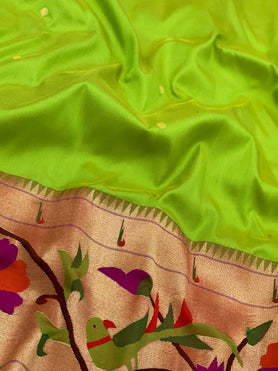 Paithani Saree Parrot-Green In Color