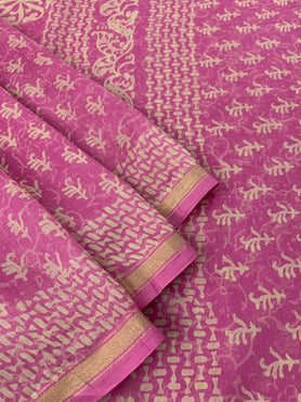 Cotton Prints Saree Light-Pink In Colour