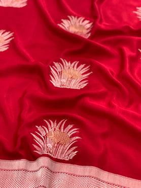 Mashru Silk Saree Red In Colour