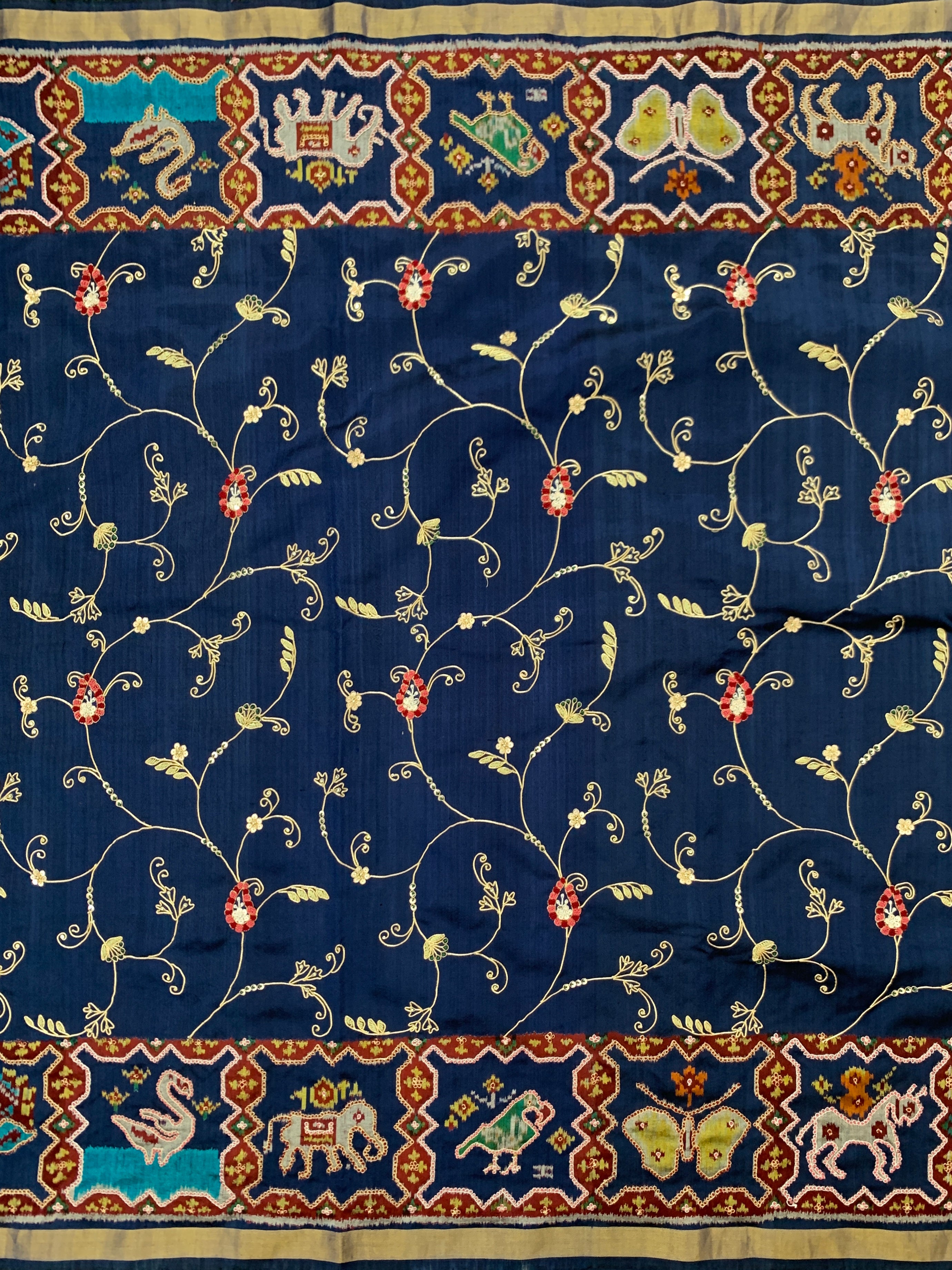 Patola Silk Saree Navy-Blue In Color