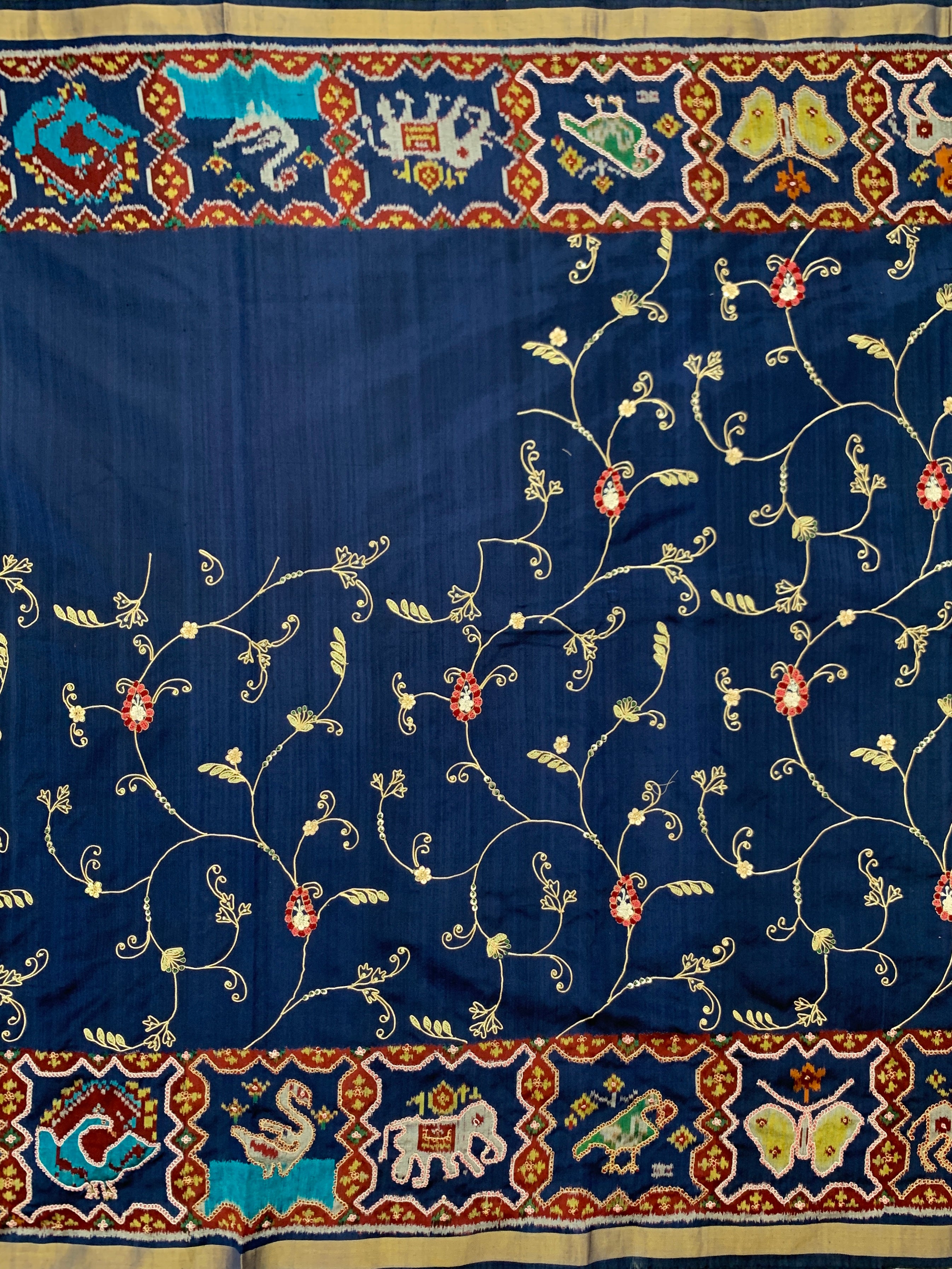 Patola Silk Saree Navy-Blue In Color