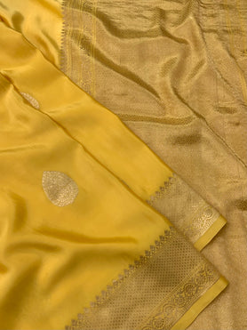 Mashru Silk Saree Yellow In Colour