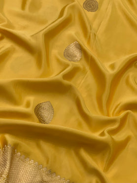 Mashru Silk Saree Yellow In Colour