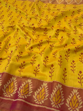 Rajkot Patola Saree Dark-Yellow In Color
