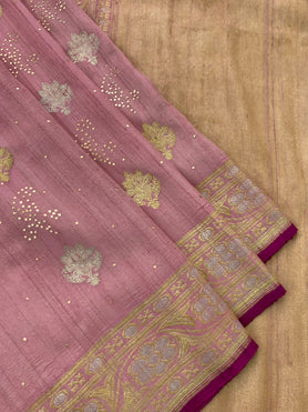 Tussore Georgette Saree Pastel-Pink In Colour