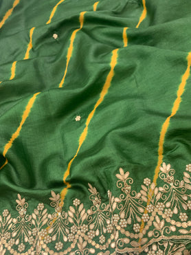 Tussore Saree Bottle-Green In Colour