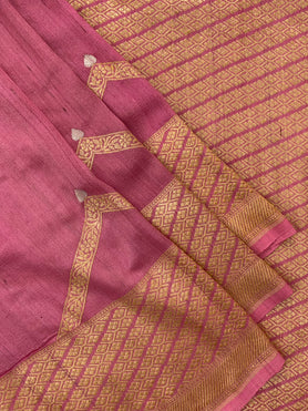 Tussore Georgette Saree Onion-Pink In Colour