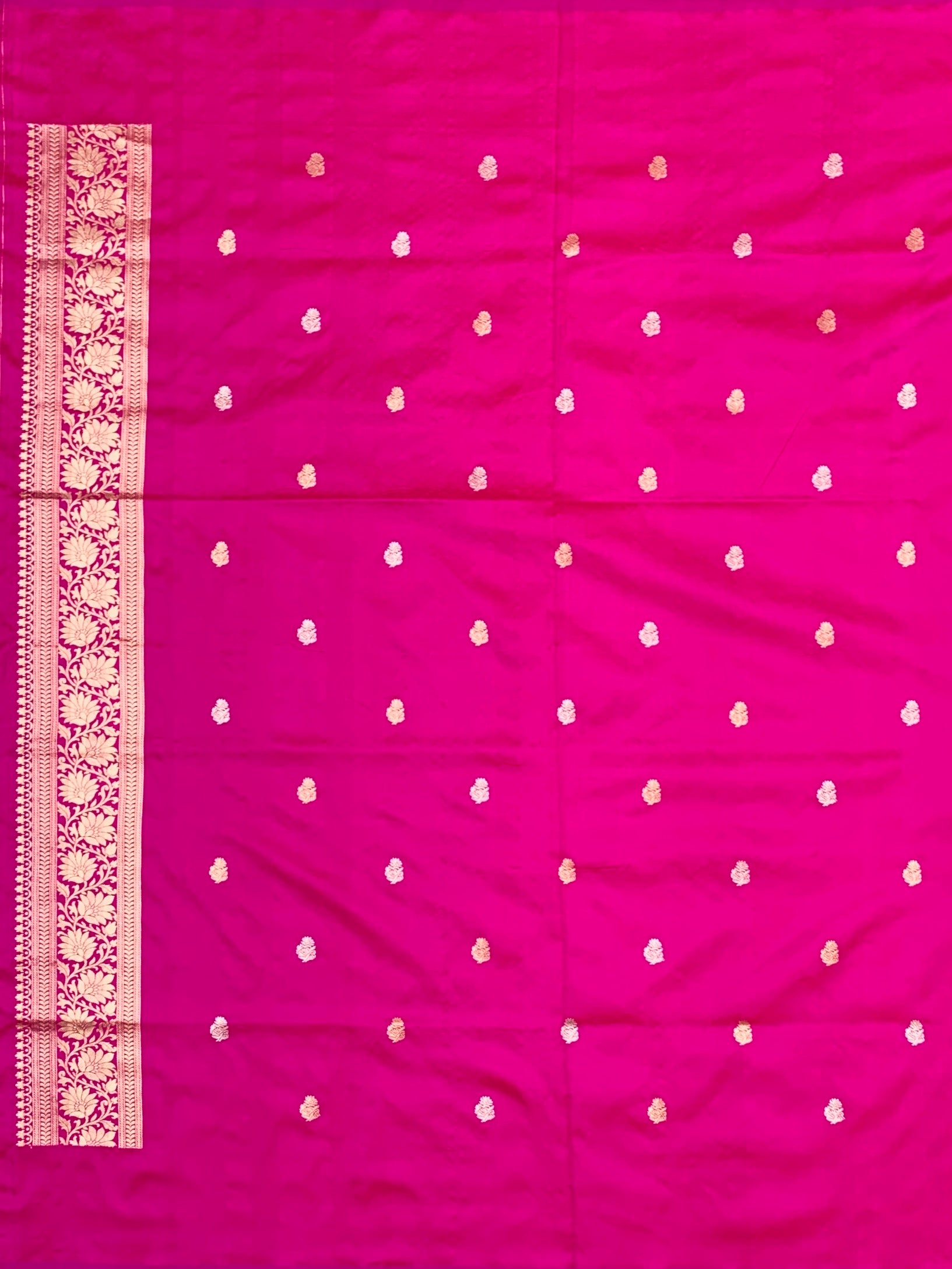 Rani Pink Banarasi Silk Saree with Geometric Circular Zari