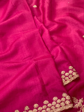 Tussore Saree Dark-Pink In Colour
