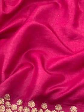 Tussore Saree Dark-Pink In Colour