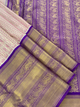 Kanjeevaram Ikat Silk Saree Mauve In Colour