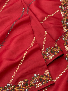 Tussore Saree Red In Colour