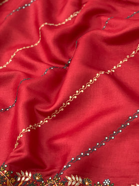 Tussore Saree Red In Colour