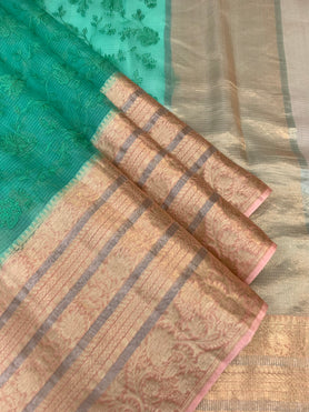 Silk Kota Saree Rama-Green In Colour