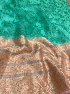Silk Kota Saree Rama-Green In Colour
