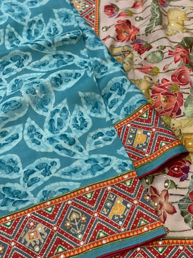 Tussore Saree Blue In Colour