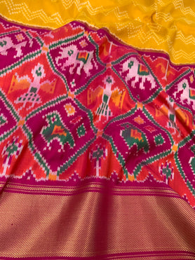 Ikat Saree Mustard-Yellow In Colour
