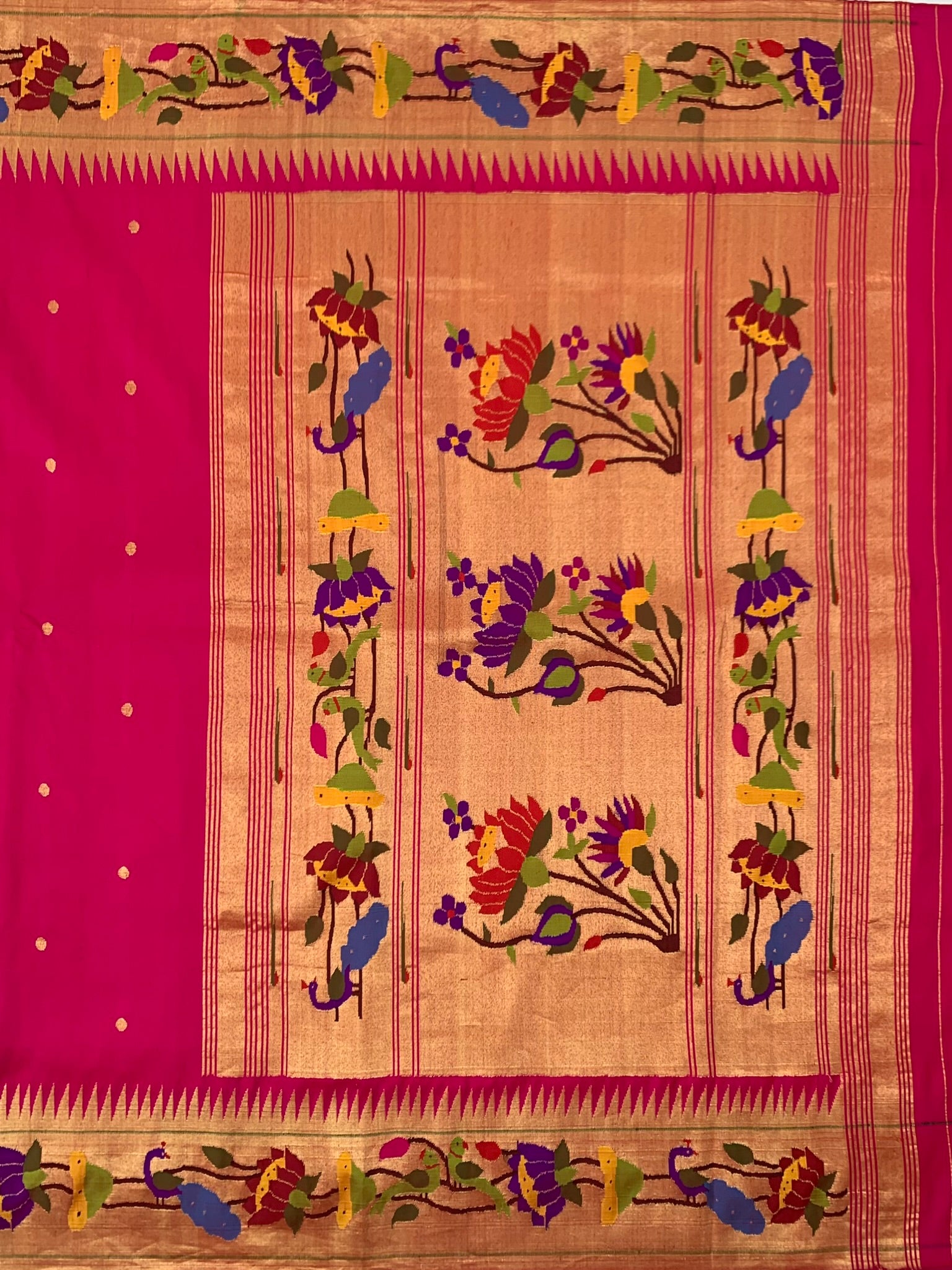 Paithani Saree Hot-Pink In Color