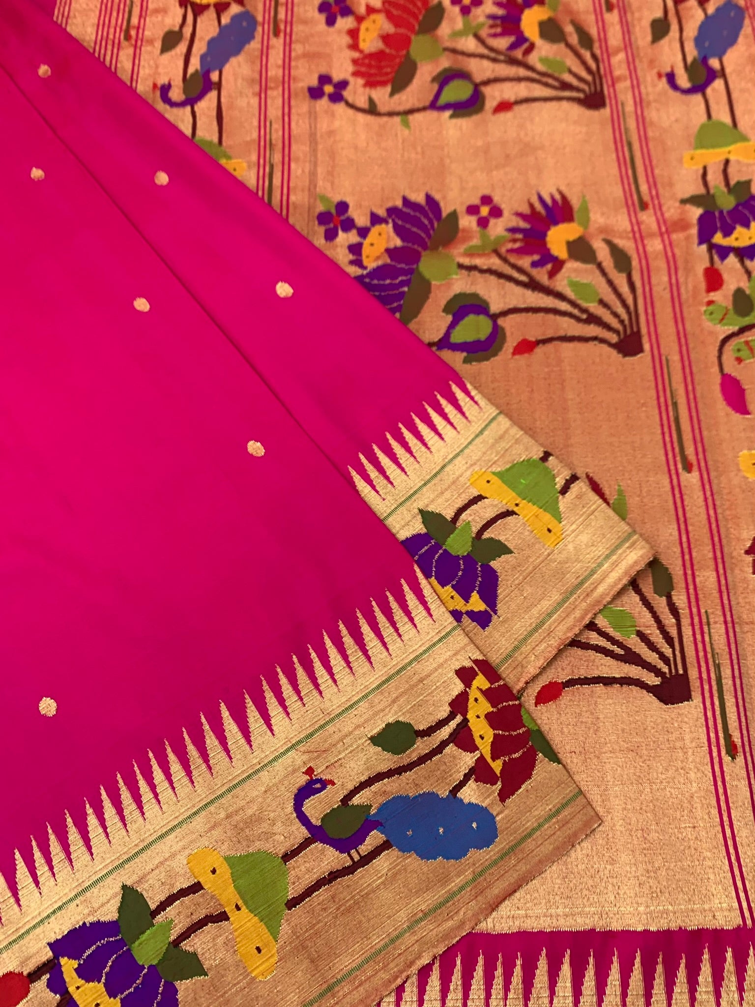 Paithani Saree Hot-Pink In Color
