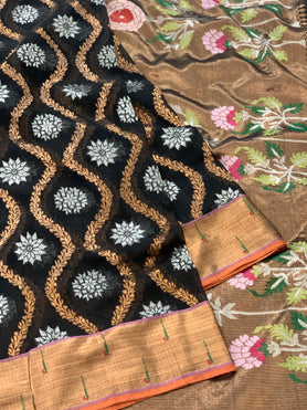 Zari Kota Saree Black In Colour