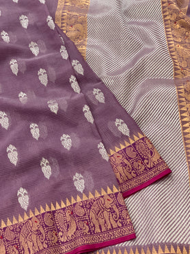 Zari Kota Saree Light-Wine In Colour