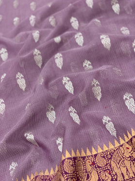 Zari Kota Saree Light-Wine In Colour