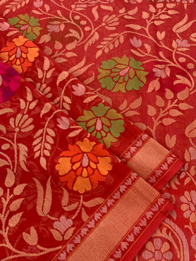 Jamdani Saree Red In Colour