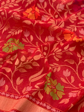 Jamdani Saree Red In Colour