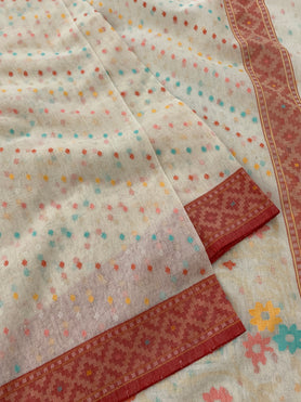 Jamdani Saree Cream In Colour