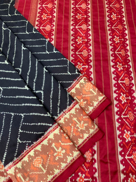 Ikat Saree Black In Colour