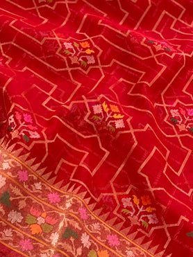 Jamdani Saree Red In Colour