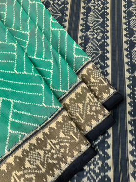 Ikat Saree Sea-Green In Colour