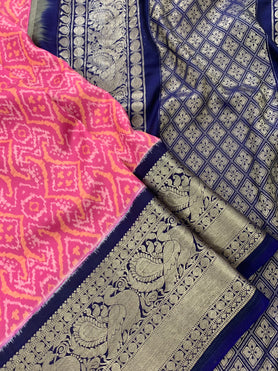 Kanjeevaram Print Saree Pink In Colour