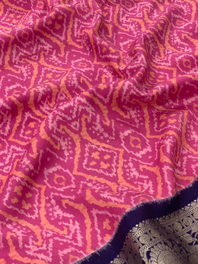 Kanjeevaram Print Saree Pink In Colour