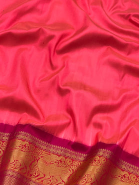 Kanjeevaram Ikat Saree Peachish-Pink In Colour