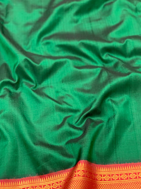 Kanjeevaram Ikat Saree Bottle-Green In Colour