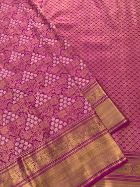 Kanjeevaram Silk Saree Rani-Pink  In Colour