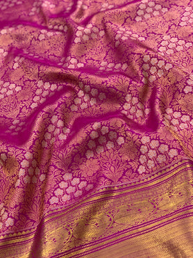 Kanjeevaram Silk Saree Rani-Pink  In Colour