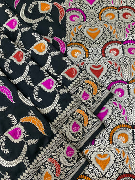 Banarasi Kadwa Weave Silk Saree Black In Colour